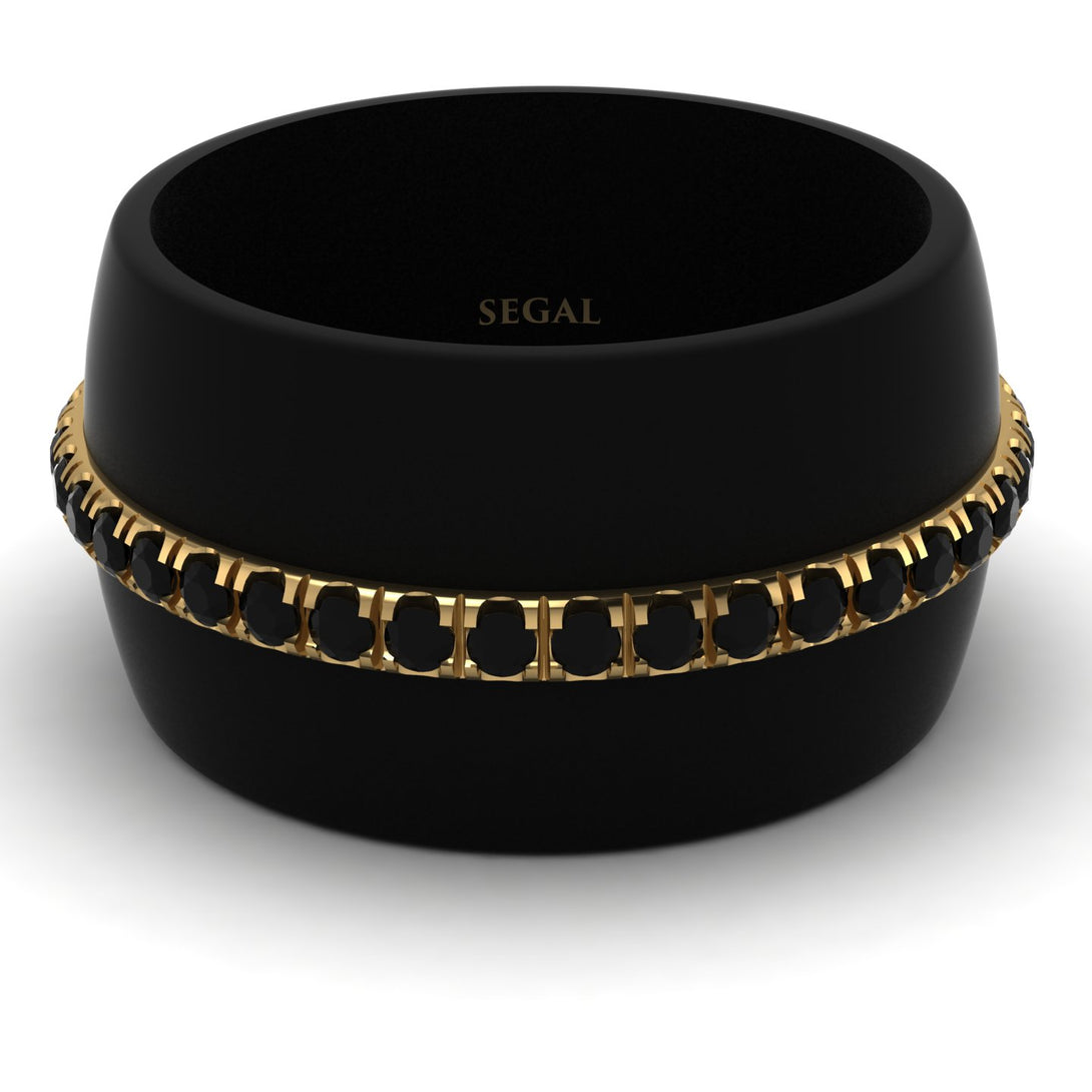 Men's Black Diamond Studded Wedding Band - Anthony No. 4